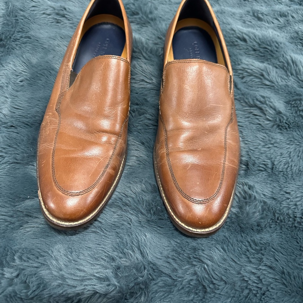 Cole Haan Tan Leather Slip-On Loafers